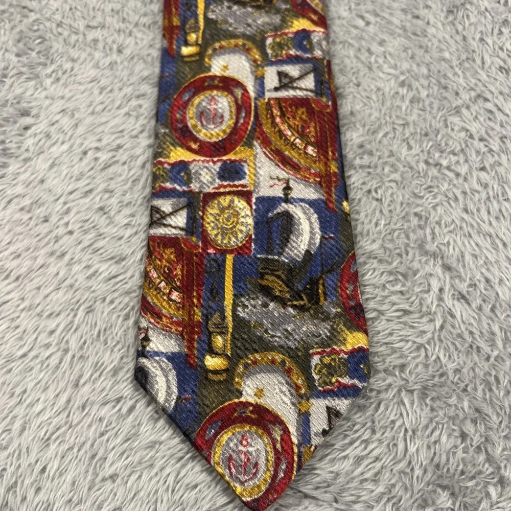 Vintage ERMENEGILDO ZEGNA Made In Italy Dress Tie Men's Silk‎ Sailboat Nautical